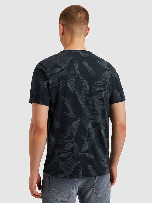 PME Legend T-shirt i Slub Jersey med Tryck i Navy Model / Achterkant