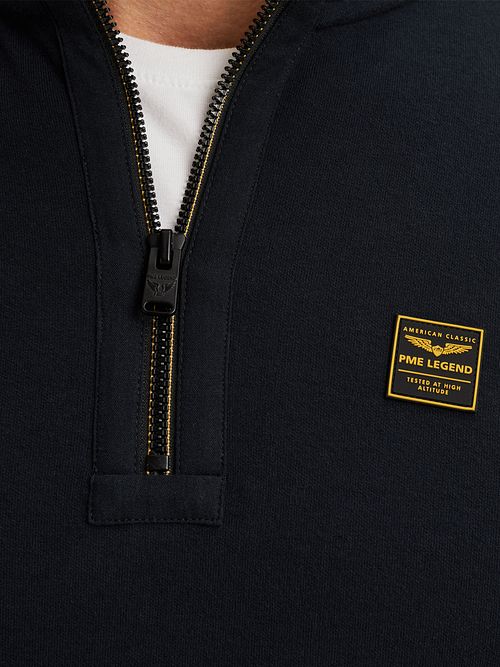 PME Legend Halvzip Tröja Interlock Jersey Marinblå Model / Detail