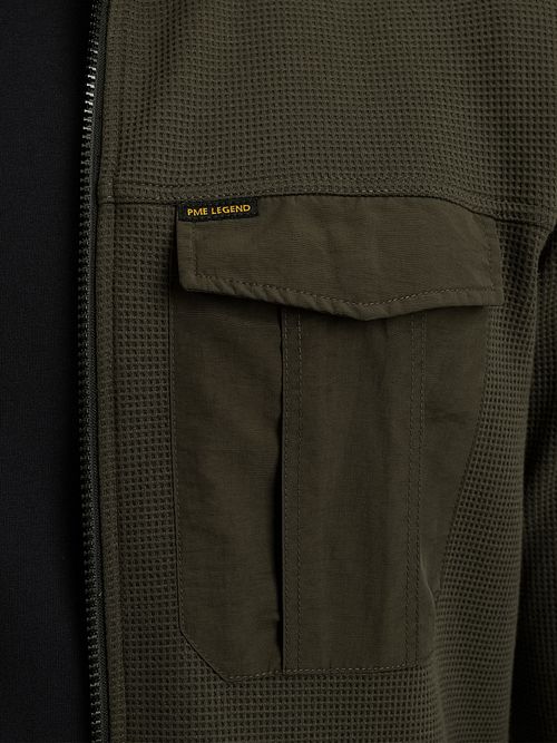 PME Legend Overshirt Jersey Våffla Beluga Grön Model / Detail