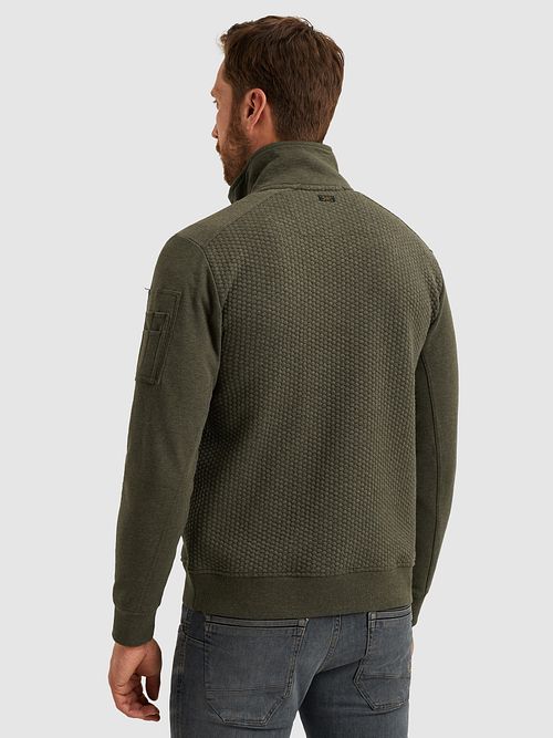 PME Legend Väst Jacquard Interlock Beluga Grön Model / Achterkant