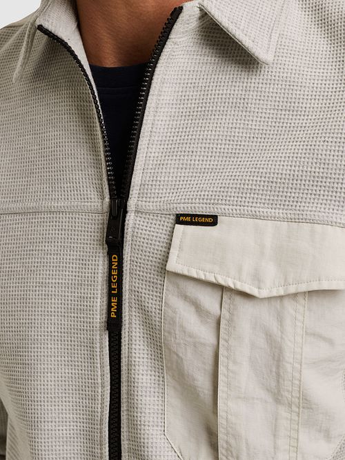 PME Legend Overshirt Jersey Waffle Grijs Model / Detail