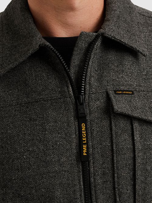 PME Legend Overshirt Wool Blend Herringbone Grijs Model / Detail