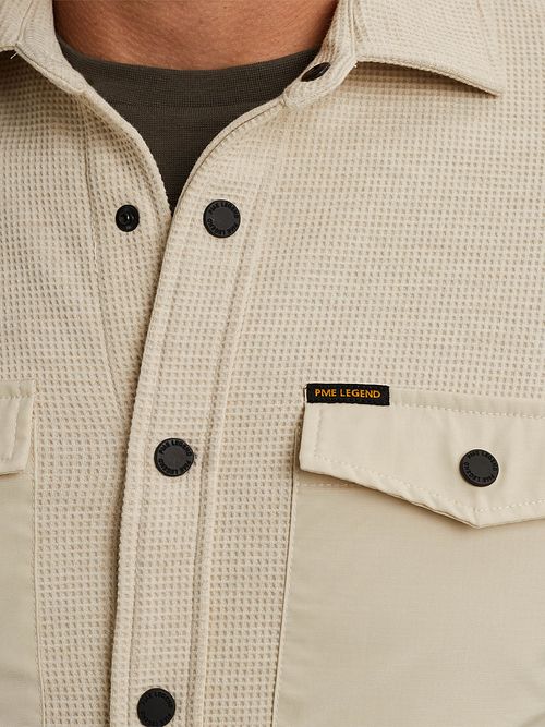 PME Legend Overshirt Waffel Ecru Model / Detail
