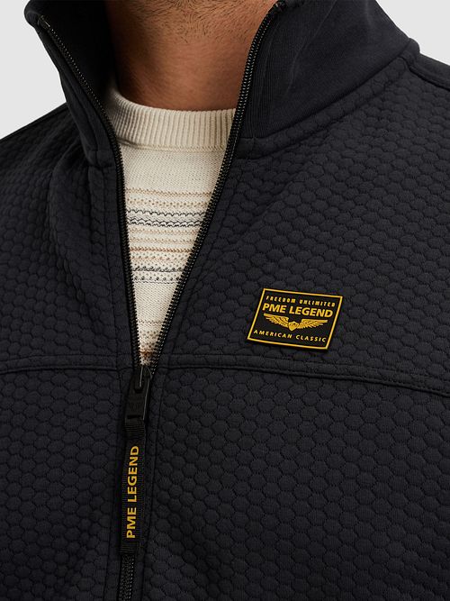 PME Legend Strickjacke Jacquard Interlock Navy Model / Detail