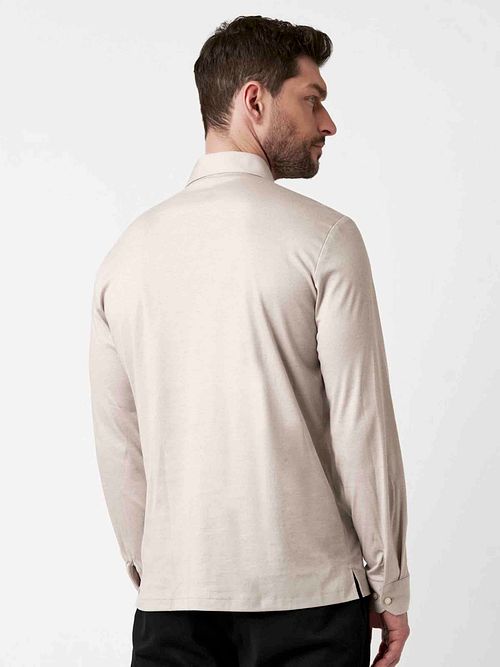 Polo a maniche lunghe Desoto Essential Beige Model / Achterkant