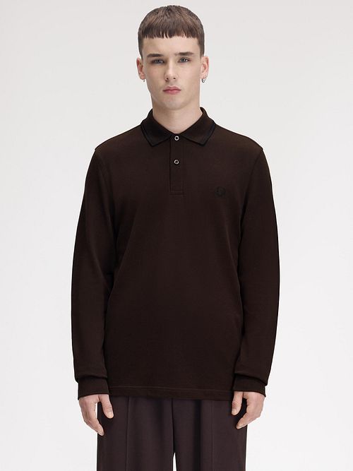 Polo de manga larga Fred Perry en marrón 86C Model / Voorkant