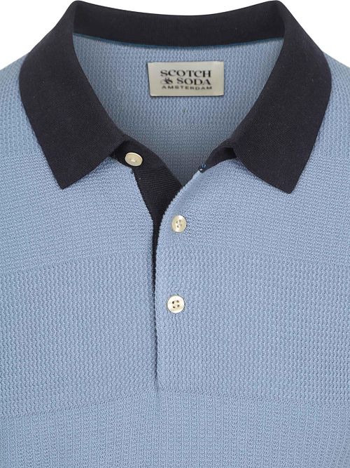 Polo de punto con textura Scotch And Soda en azul Product / Detail
