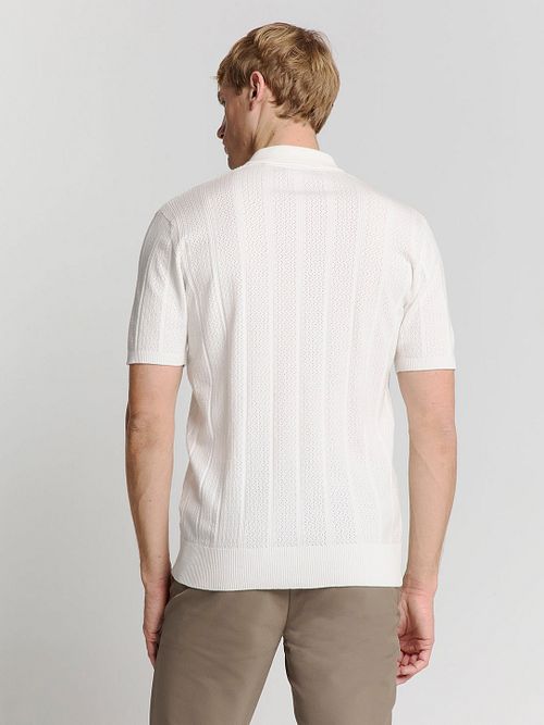 Polo de punto No Excess en blanco roto Model / Achterkant
