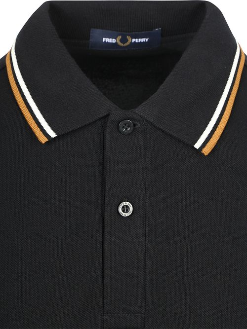 Polo Fred Perry Twin Tipped M3600 in piqué di cotone nero P69 Product / Detail