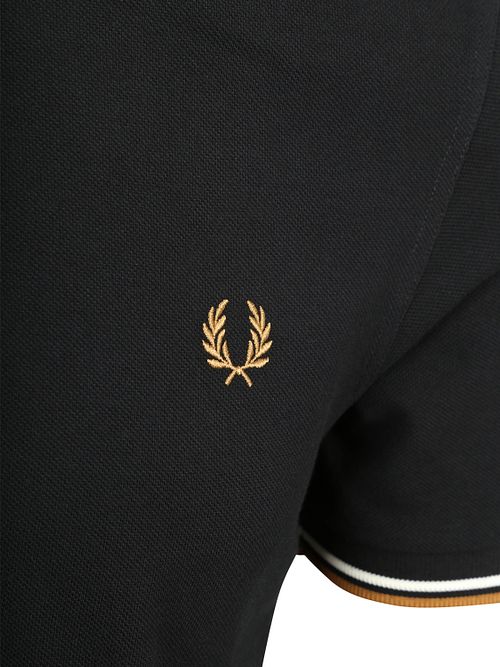 Polo Fred Perry Twin Tipped M3600 in piqué di cotone nero P69 Product / Detail