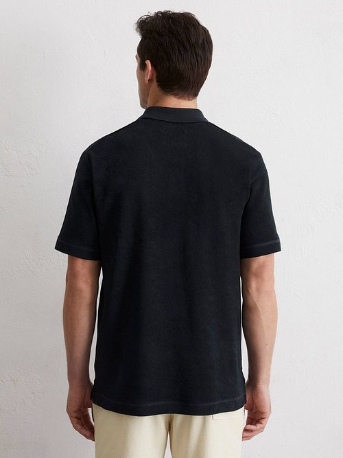 Polo Marc O'Polo Riva z tkaniny frotte w kolorze granatowym Model / Achterkant