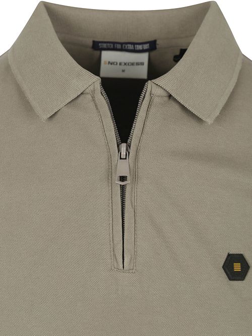 Polo No Excess de piqué con media cremallera en verde Product / Detail