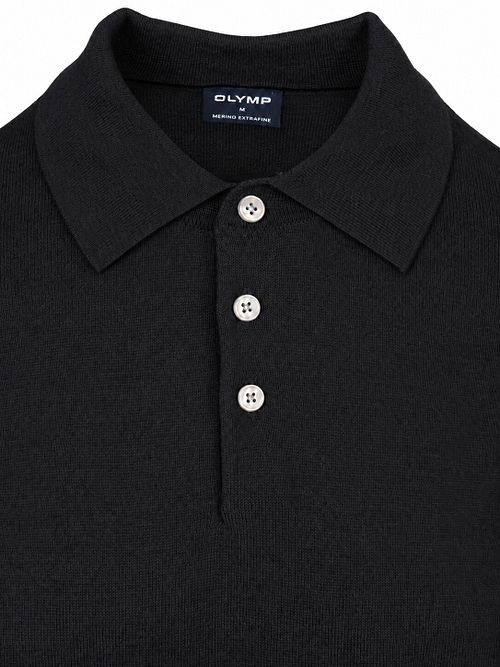 Polo OLYMP a maniche lunghe in lana nera Product / Detail