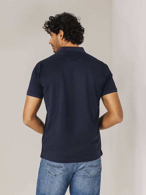 Polo State of Art in piqué mercerizzato blu navy Model / Achterkant