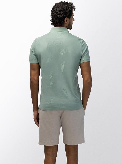 Polo State of Art Leafs Jade modern fit de piqué verde Model / Achterkant