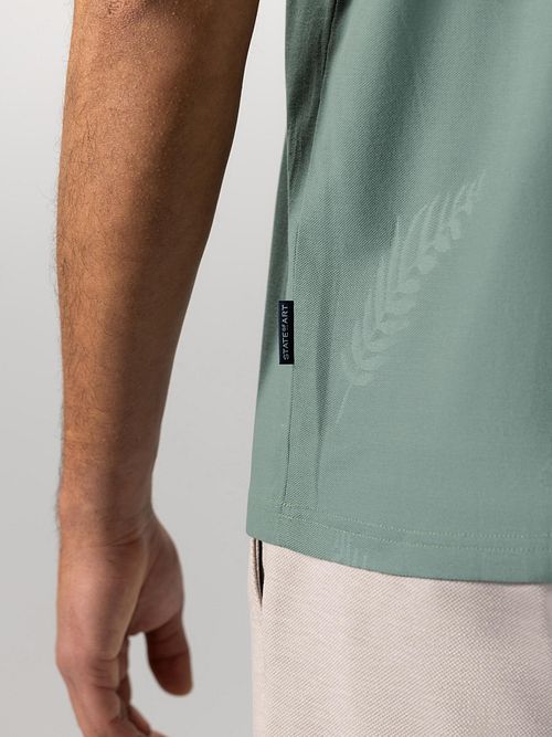 Polo State of Art Leafs Jade modern fit de piqué verde Model / Detail