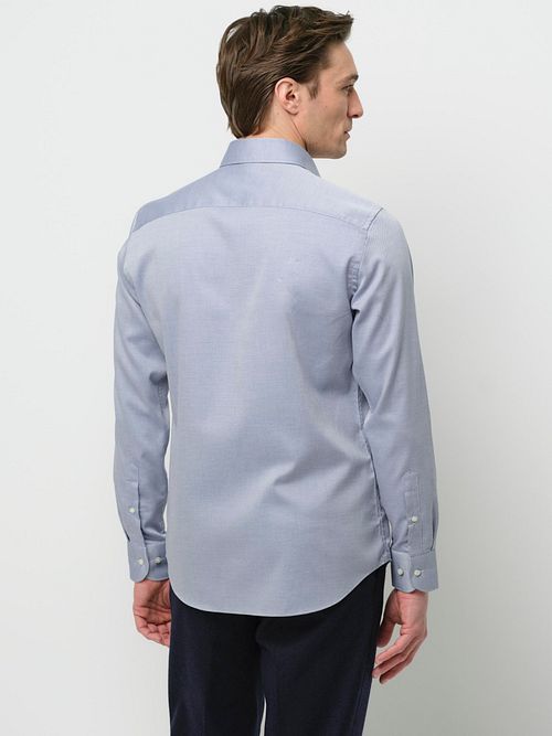 Profuomo Basketweave Hemd Blauw Model / Achterkant