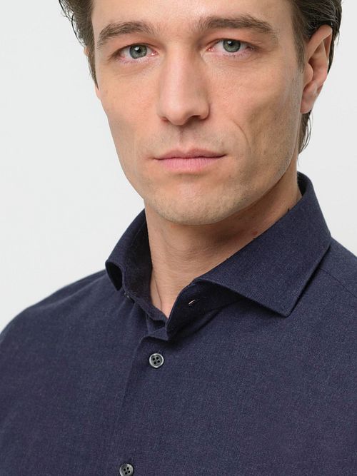 Camicia Profuomo in flanella peached twill navy Model / Detail