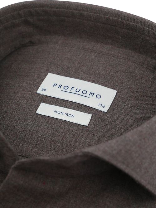 Profuomo Peached Twill Camisa Elegante Brown Product / Detail
