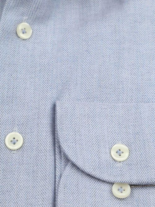 Profuomo Shirt Peached Herringbone Flannel Bleu Product / Detail