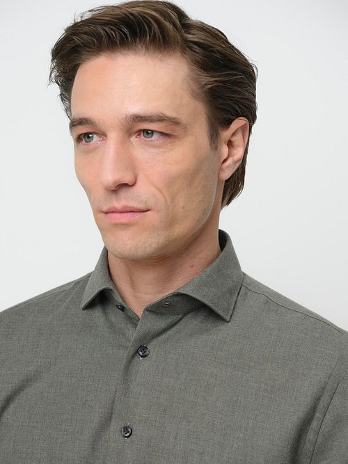 Profuomo Shirt Peached Twill Flannel Vert Model / Detail