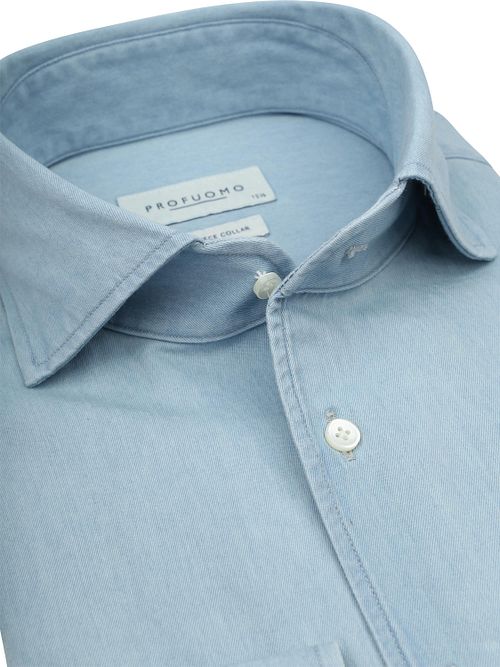 Profuomo Chemise Twill Denim Bleu Clair Product / Detail