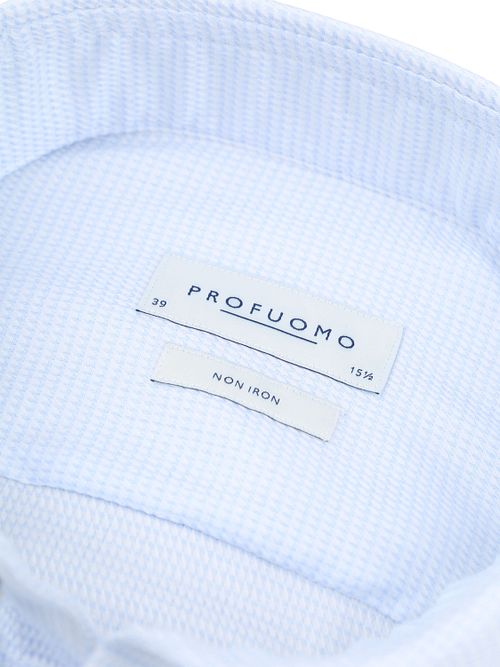 Profuomo Dobby Mouliné Hemd Print Lichtblauw Product / Detail