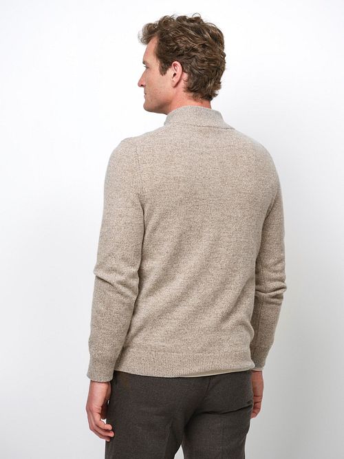Profuomo Half Zip Jersey Lana Sand Model / Achterkant