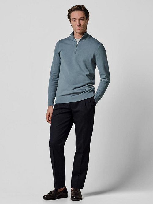 Profuomo Half Zip Pullover Luxury Basic Blau Model / Voorkant