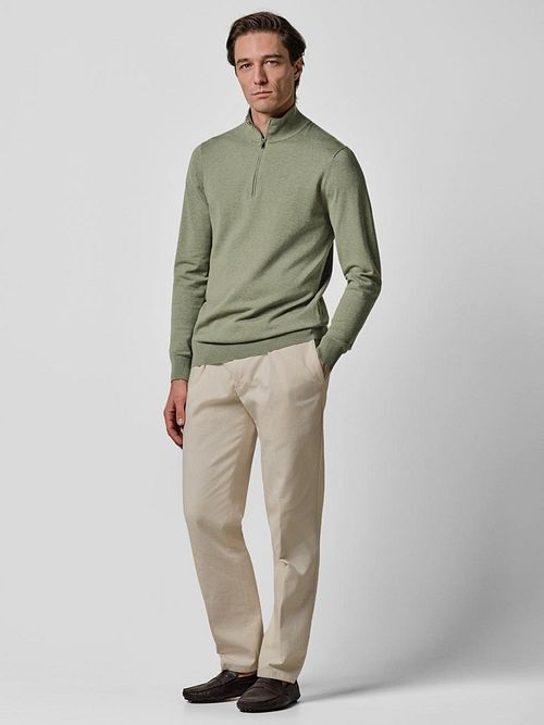 Profuomo Half Zip Pullover Luxury Basic Green Model / Voorkant