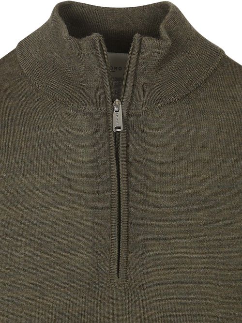 Profuomo Half Zip Pullover Merinowolle Olivgrün Product / Detail