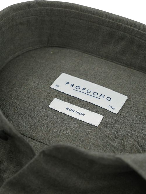 Profuomo Hemd Peached Twill Flanel Groen Product / Detail
