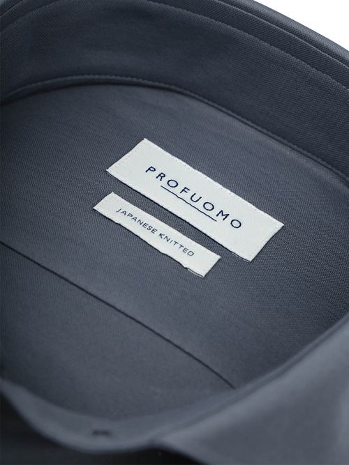 Profuomo Japanese Knitted Hemd Denim Blue Product / Detail