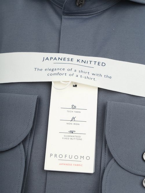 Profuomo Japanese Knitted Hemd Denim Blue Product / Detail