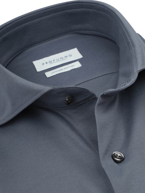 Profuomo Japanese Knitted Hemd Denimblau Product / Detail