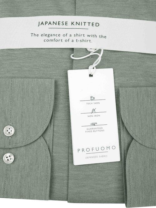 Profuomo Japanese Knitted Hemd Melange Grün