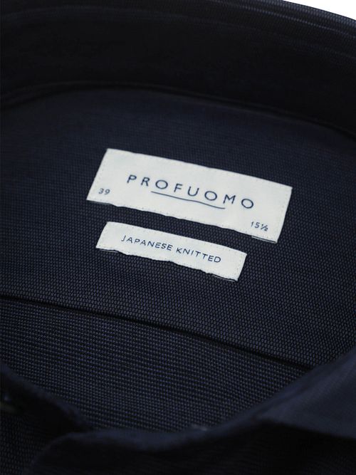 Profuomo Japansk Stickad Skjorta Struktur Marinblå Product / Detail