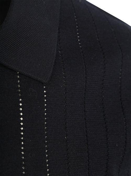 Profuomo Knitted Half Zip Polo Dropneedle Marine Product / Detail