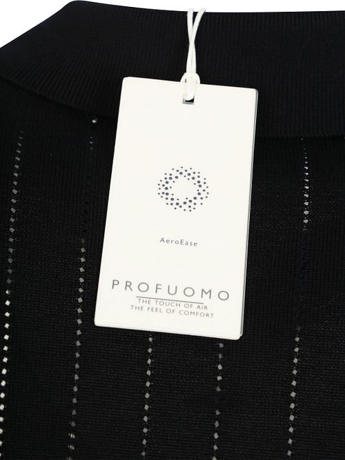 Profuomo Knitted Half Zip Polo Shirt Dropneedle Navy Product / Detail