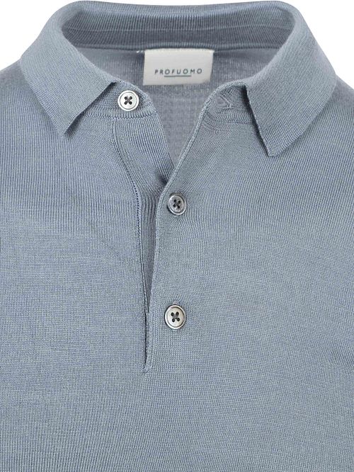 Profuomo Langermet Poloskjorte Merinoull Blå Product / Detail