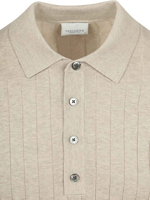 Profuomo Longsleeve Polo Shirt Dropneedle Beige Product / Detail