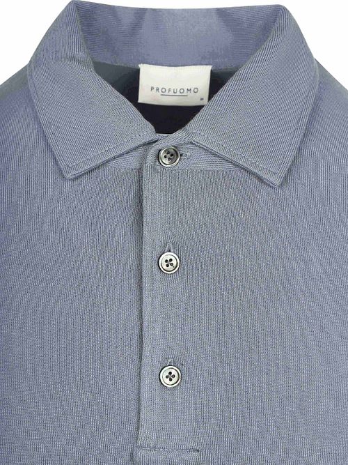 Profuomo Longsleeve Poloshirt Luxury Basic Blauw Product / Detail