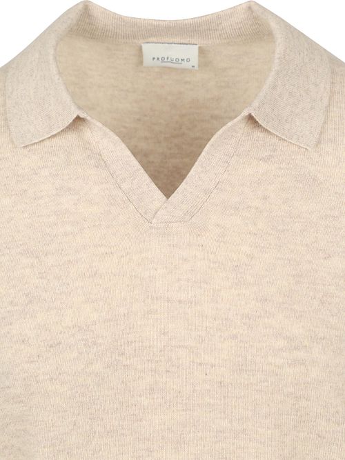 Profuomo Longsleeve Poloshirt Wol Blend Sand Product / Detail