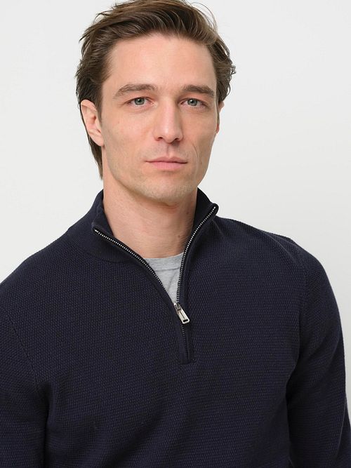 Pullover Profuomo half zip strutturato navy Model / Detail