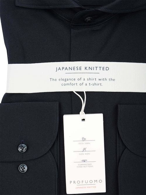 Profuomo Japanese Knitted Overhemd Navy Product / Detail