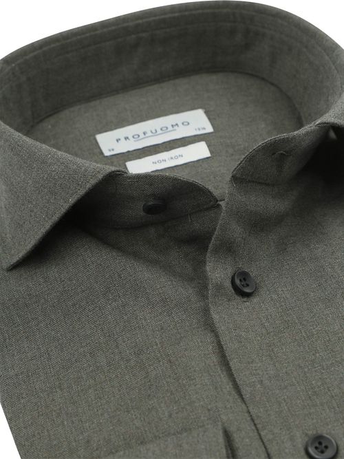 Profuomo Overhemd Peached Twill Flanel Groen Product / Detail