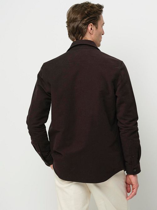 Profuomo Overshirt z moleskinu w kolorze ciemnobrązowym Model / Achterkant
