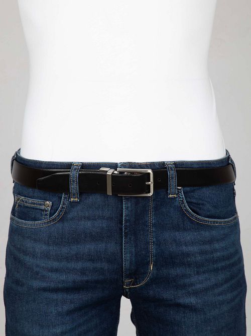Profuomo Pasek czarny + brązowy Model / Voorkant