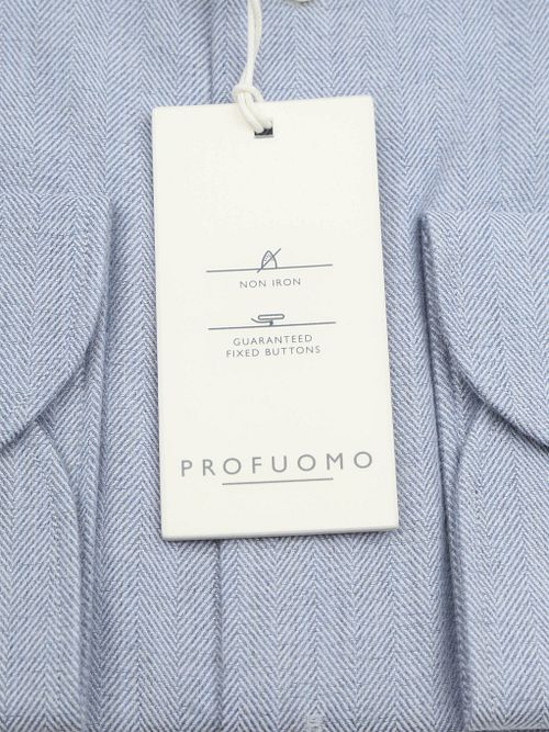 Profuomo Peached Herringbone Koszula Blauw Product / Detail