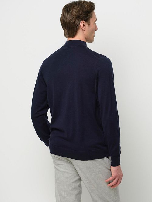 Profuomo Polotröja Merinoull Marinblå Model / Achterkant